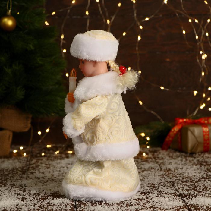 Снегурочка "Пуговка ромбик" с подсветкой, двигается, 30 см, бежевый - фото 1908398659