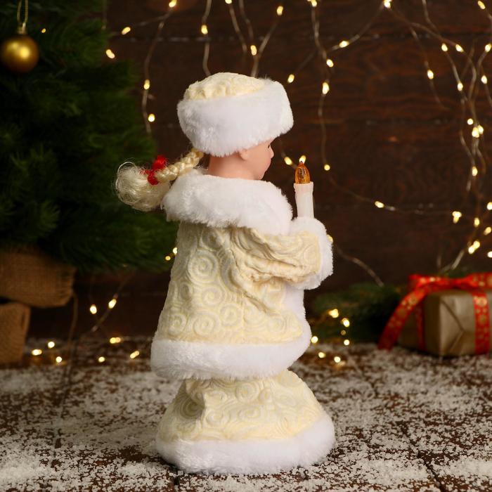 Снегурочка "Пуговка ромбик" с подсветкой, двигается, 30 см, бежевый - фото 1908398661