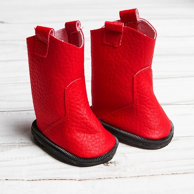 Сапоги для куклы, длина подошвы 7,5см, цвет красный
