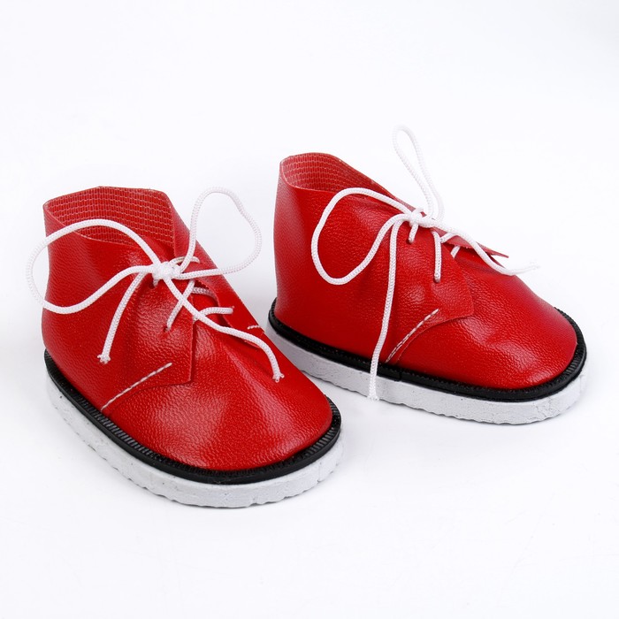 Ботинки для куклы «Завязки», длина подошвы: 7,5 см, 1 пара, цвет красный - фото 1908398779