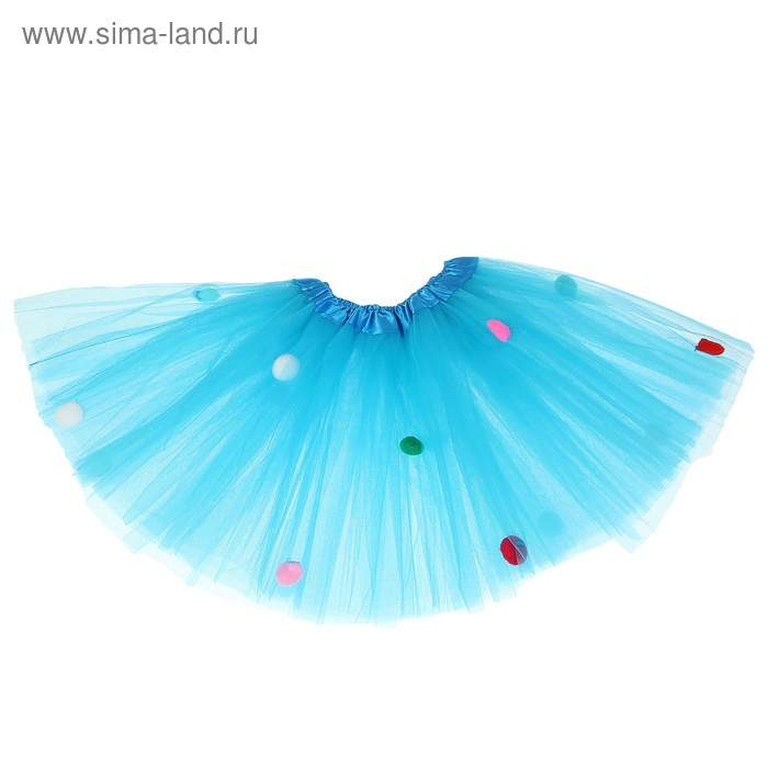 Карнавальная юбка «Помпушки», 3-х слойная, 4-6 лет, цвет голубой - Фото 1