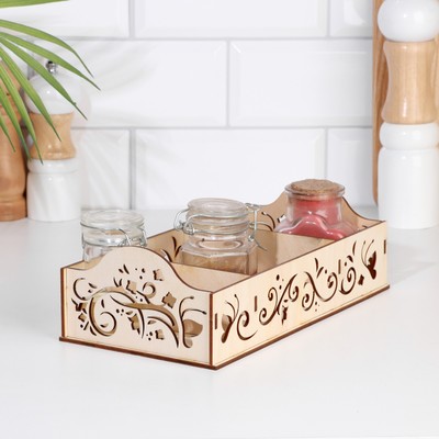 Органайзер для хранения специй Дарим Красиво «Бабочки», 3 секции, 25×13×7.5 см, дерево