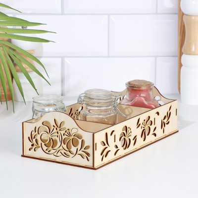 Органайзер для хранения специй Дарим Красиво «Цветы», 3 секции, 25×13×7.5 см, дерево