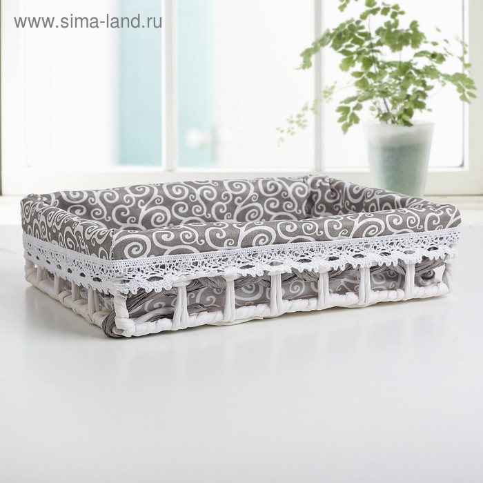 Корзина для хранения плетёная «Вьюнок», 35×25×8 см, цвет серый - Фото 1