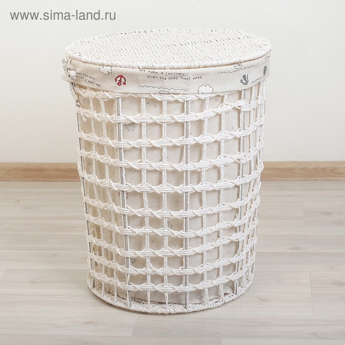 Корзина для белья универсальная плетёная Доляна «Море», 40×40×54 см, цвет белый - Фото 1