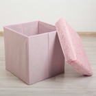 Короб для хранения (пуф) складной "Розы", цвет розовый - Фото 2