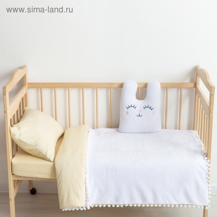 Плед-одеялко с бомбошками "Крошка Я" белый, р-р 110 х 90 см, 100% п/э, велсофт - Фото 1