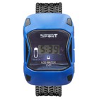 Часы наручные детские электронные, «Гоночная машинка», ремешок силикон, 22 см, синие - Фото 1