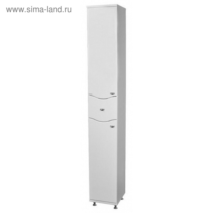 Пенал напольный Айсберг «Волна 30», с верхним ящиком, левый, 300×316×2000 мм, цвет белый - Фото 1