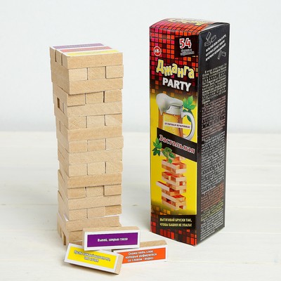 Падающая башня дженга, настольная игра, «Вечеринка», 54 бруска с заданиями, 30×8 см