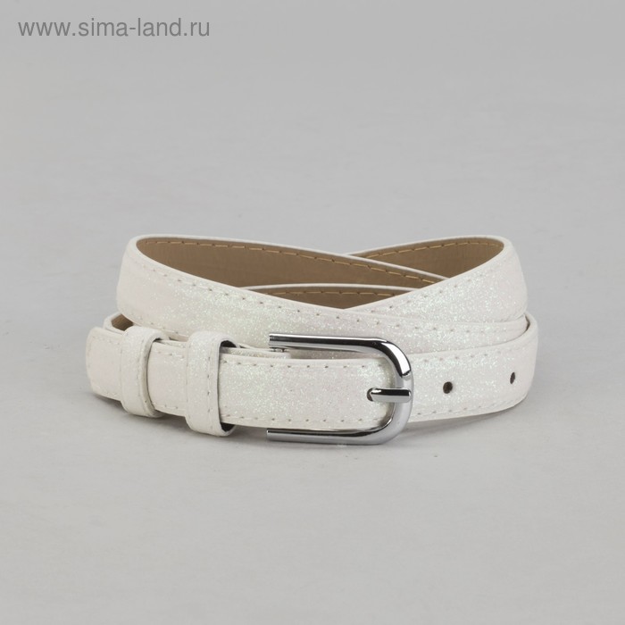 Ремень женский, блеск, гладкий, пряжка металл, ширина - 2 см, цвет белый - Фото 1