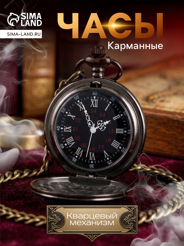 Часы карманные «Бонжур», кварцевые, циферблат d=4 см, 5.5×4.5 см, цепочка 80 см