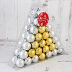 Ёлочные игрушки «Треугольник», шары новогодние, d=3 см, набор 56 шт., золотистый/серебристый - Фото 2