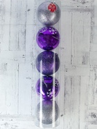 Ёлочные игрушки «Барбара», шары новогодние, d=14 см, набор 5 шт., серебристо-фиолетовый - Фото 4