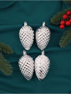 Ёлочные игрушки 4 шт. «Снежная шишка» 7×4.5 см - Фото 2