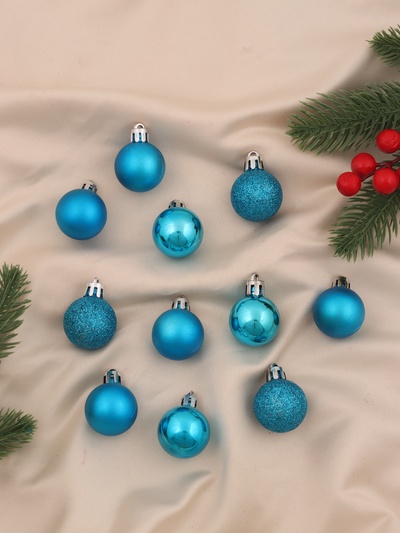 Ёлочные игрушки «Перелив», шары новогодние, d=3 см, набор 20 шт., синий