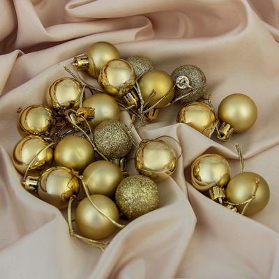 Ёлочные игрушки «Переливы», шары новогодние, набор 20 шт., d=3 см, золотистый