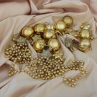 Ёлочные игрушки «Звёздная ночь», новогодние, набор 18 шт. (9 шаров, 8 звёзд, бусы), золотистый - Фото 1