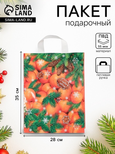 Пакет подарочный «Новогодний десерт», полиэтиленовый с петлевой ручкой, 28×35 см