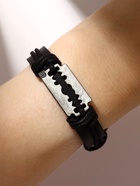 Браслет кожаный «Лезвие», чёрный с чернёным серебром, d=7 см - Фото 8