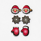 Серьги пусеты QF «Новогодние», 3 пары, снежинка и Дед Мороз, варежка, цветные - Фото 6