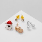 Пусеты 3 пары «Ассорти» Дед Мороз, цветные - Фото 5