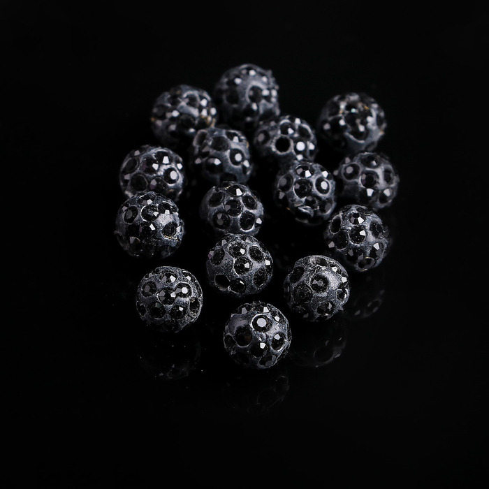 Бусина «Шамбала» 8 мм (набор 15 шт.), цвет чёрный - Фото 1