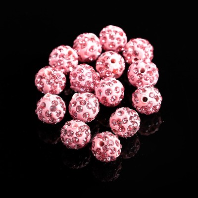 Бусина "Шамбала" 10мм (набор 15шт), цвет розовый