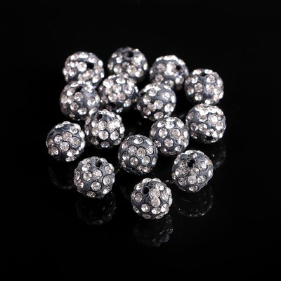 Бусина "Шамбала" 10мм (набор 15шт), цвет серебристый