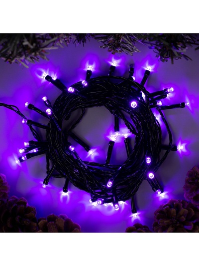 Гирлянда «Нить» 5 м, IP20, тёмная нить, 50 LED, свечение фиолетовое, 8 режимов, 220 В