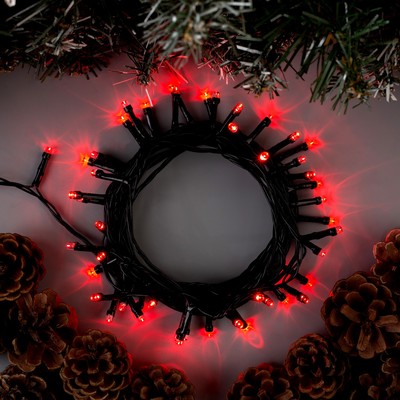 Гирлянда «Нить» 5 м, IP20, тёмная нить, 50 LED, 8 режимов, 220 В, свечение красное