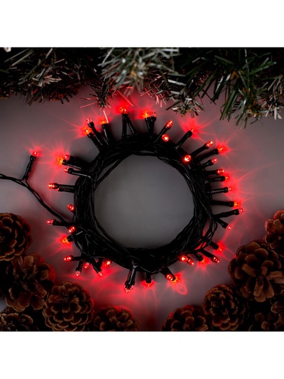 Гирлянда «Нить» 5 м, IP20, тёмная нить, 50 LED, 8 режимов, 220 В, свечение красное