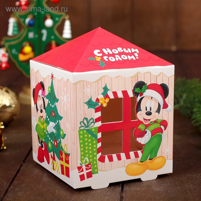 Коробка подарочная "С Новым годом", Микки Маус и его друзья, 10 х 13,3 х 10 см - Фото 1