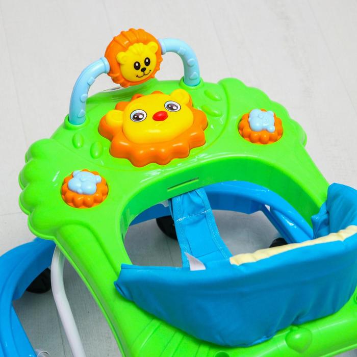 Ходунки «Львенок», 8 колес, тормоз, муз., игрушки, синий-зеленый - фото 1890770303