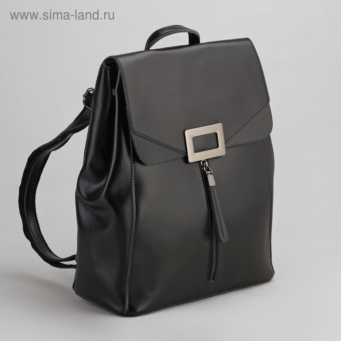 Рюкзак молодёжный, отдел на молнии, с расширением, 2 наружных кармана, цвет чёрный - Фото 1