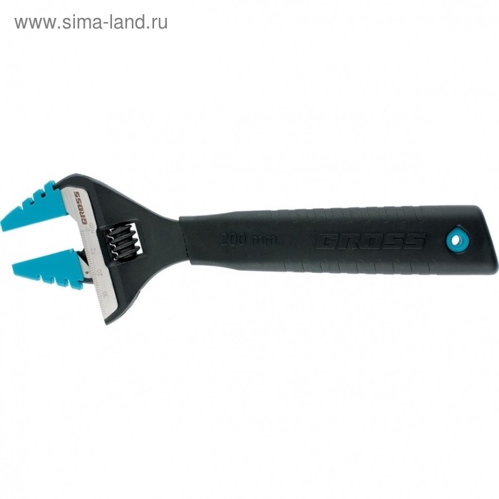 Ключ разводной Gross 15568, 200 мм,CrV, тонкие губки, защитные насадки - Фото 1