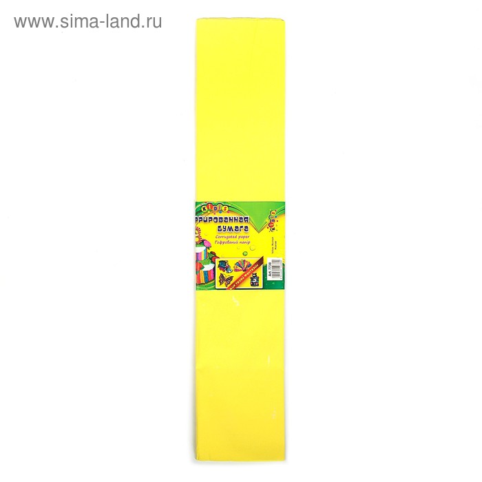 Бумага крепированная 50 х 200 см, плотность - 17 г/м, в рулоне, жёлтая (80-14) - Фото 1