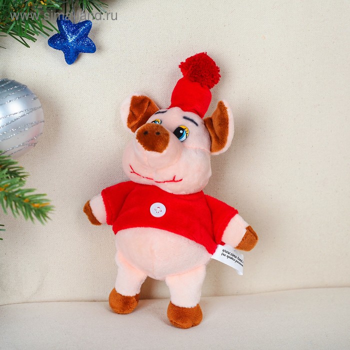 Мягкая игрушка "Свинюшка в костюме Деда Мороза" - Фото 1