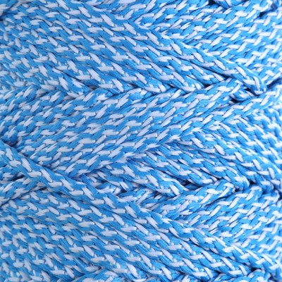 Шнур для вязания с сердечником 100% полиэфир, ширина 5 мм 100м/550гр (меланж синий)