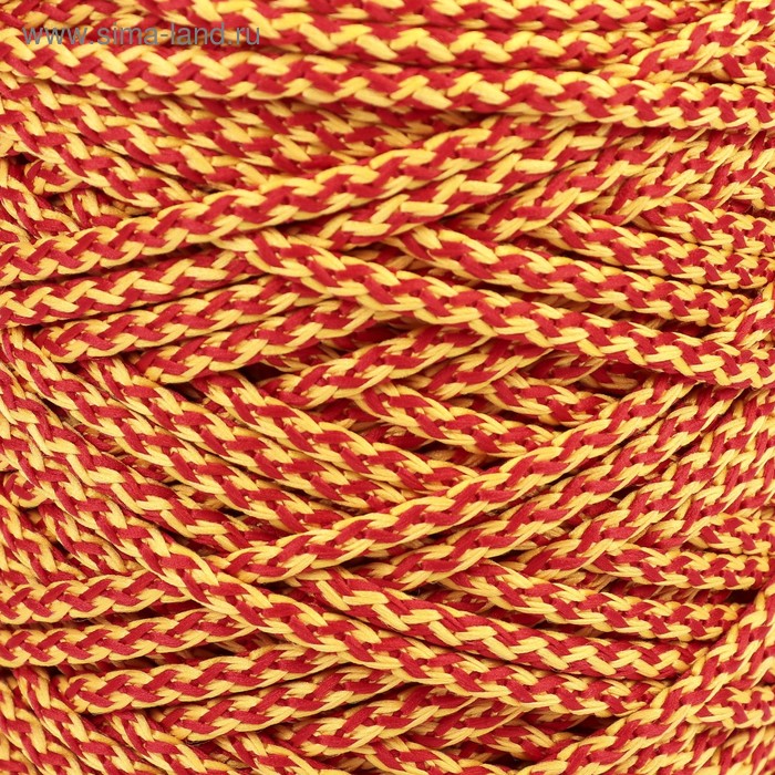 Шнур для вязания с сердечником 100% полиэфир, ширина 5 мм 100м/550гр (меланж жёлто-красн.) - Фото 1