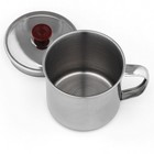 Кружка «Вестерн», 320 мл, d=9 см, с крышкой, нержавеющая сталь, хромированная - Фото 4