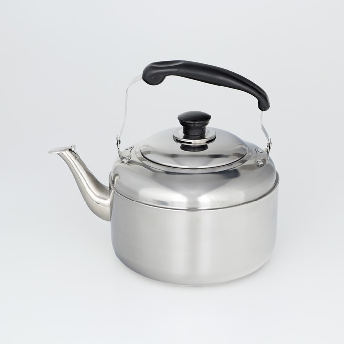 Чайник со свистком из нержавеющей стали, 4 л, цвет хромированный - Фото 1