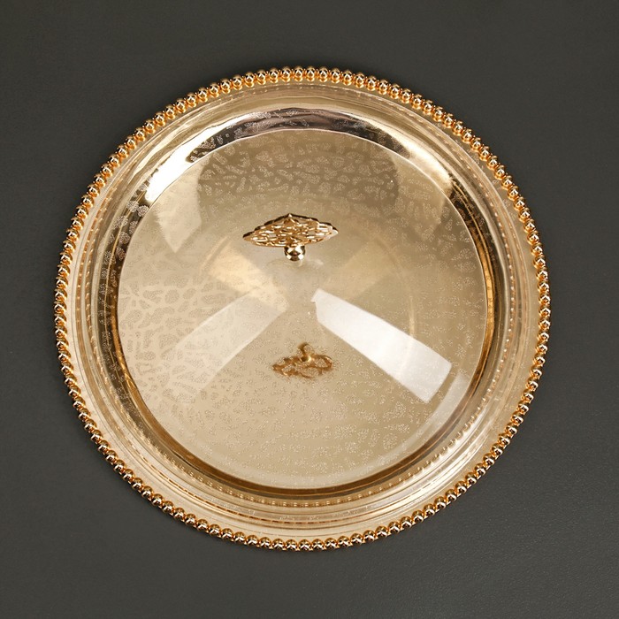 Тортовница с крышкой-клош, 31,5×23 см, цвет металла золотой - фото 1906942019
