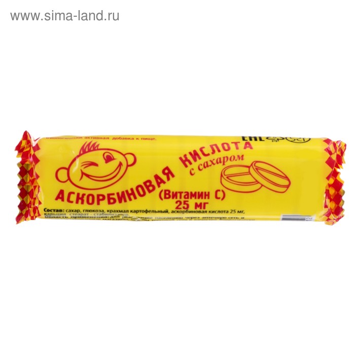 Аскорбиновая кислота с сахаром, 10 шт. по 3 г - Фото 1