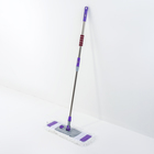 Швабра для мытья пола плоская Доляна, насадка из микрофибры букли, телескопическая стальная ручка 90-135 см - Фото 1