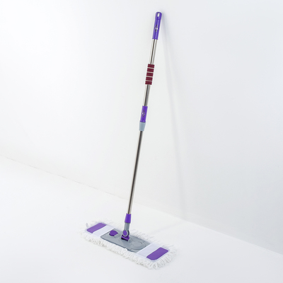 Швабра для мытья пола плоская Доляна, насадка из микрофибры букли, телескопическая стальная ручка 90-135 см