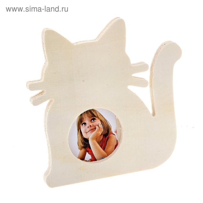 фоторамка дерево для росписи котёнок 15,5*15,5*1 см - Фото 1