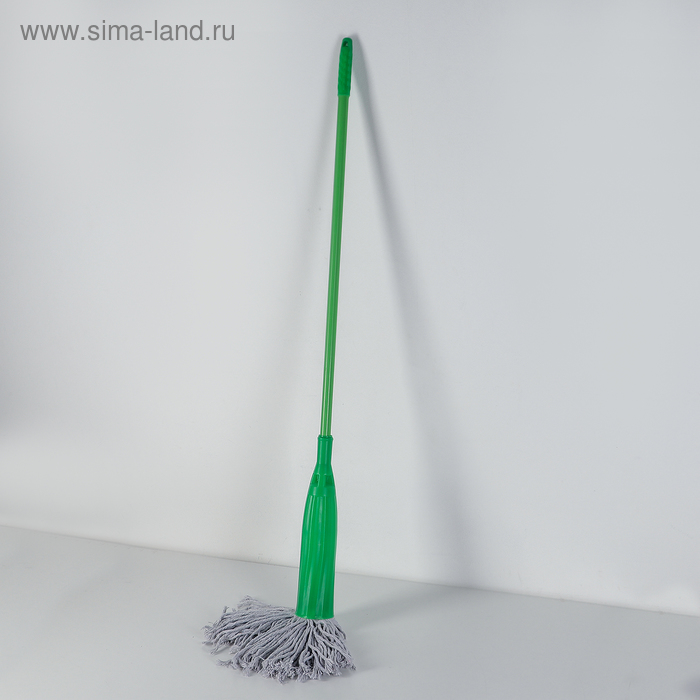 Швабра для мытья пола, насадка из х/б, металлическая ручка 113 см, цвет МИКС - Фото 1