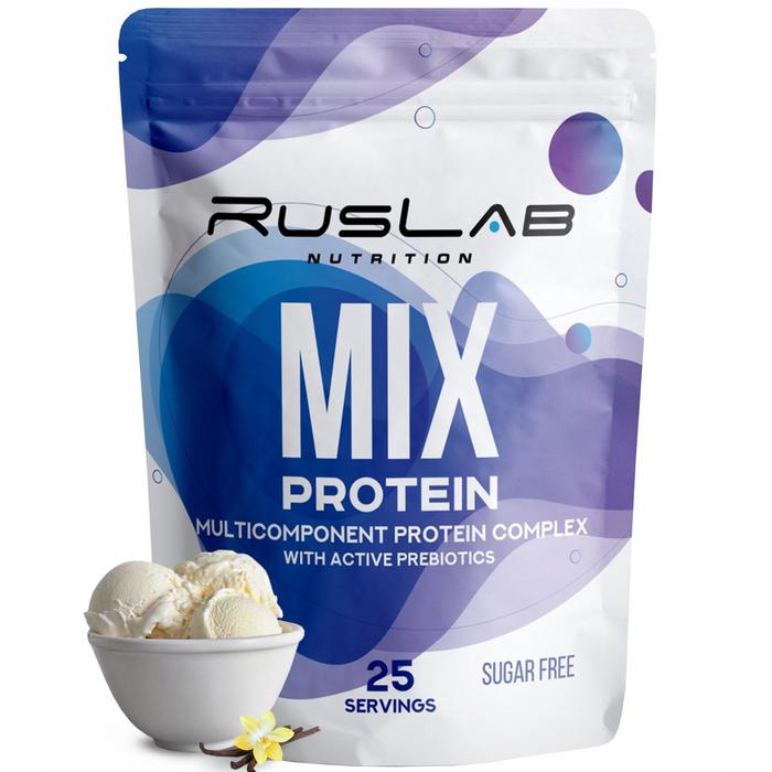 Протеин RusLabNutrition MIX Protein 70% Ванильное мороженое, спортивное питание, 800 г - Фото 1
