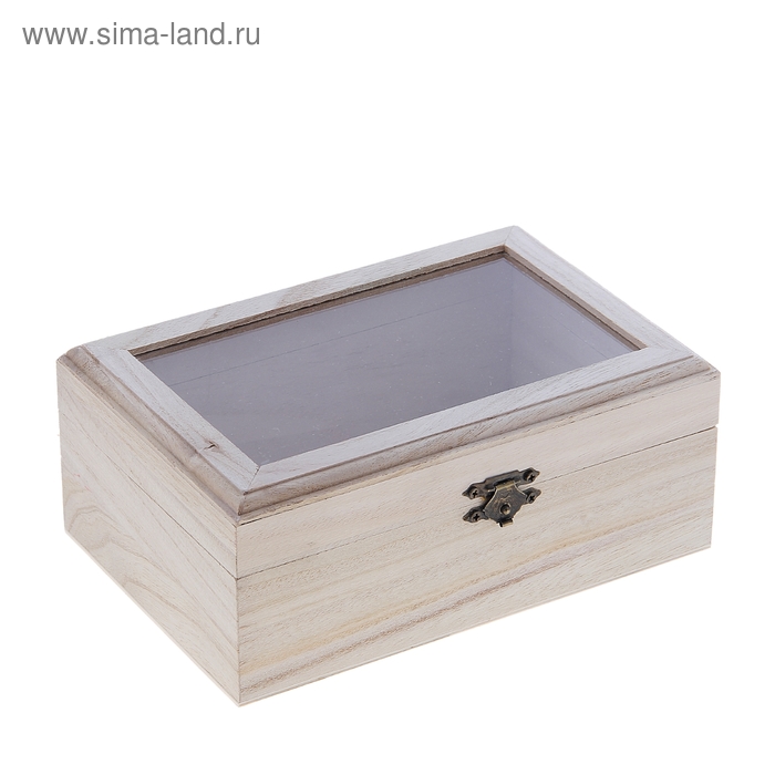 Шкатулка для росписи, прямоугольник, стекл.вставки, 18х7×12 см - Фото 1